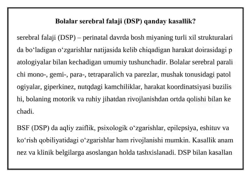 Bolalar serebral falaji (DSP)