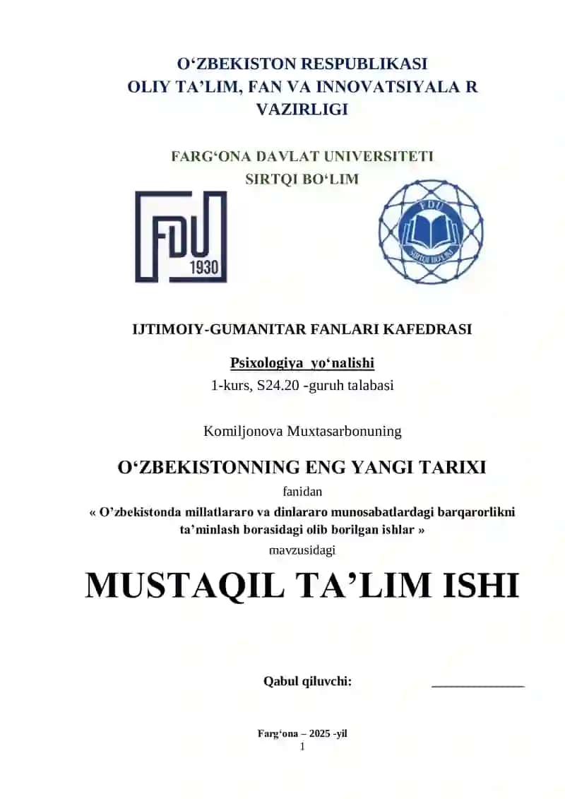 O‘ZBEKISTONNING ENG YANGI TARIXI