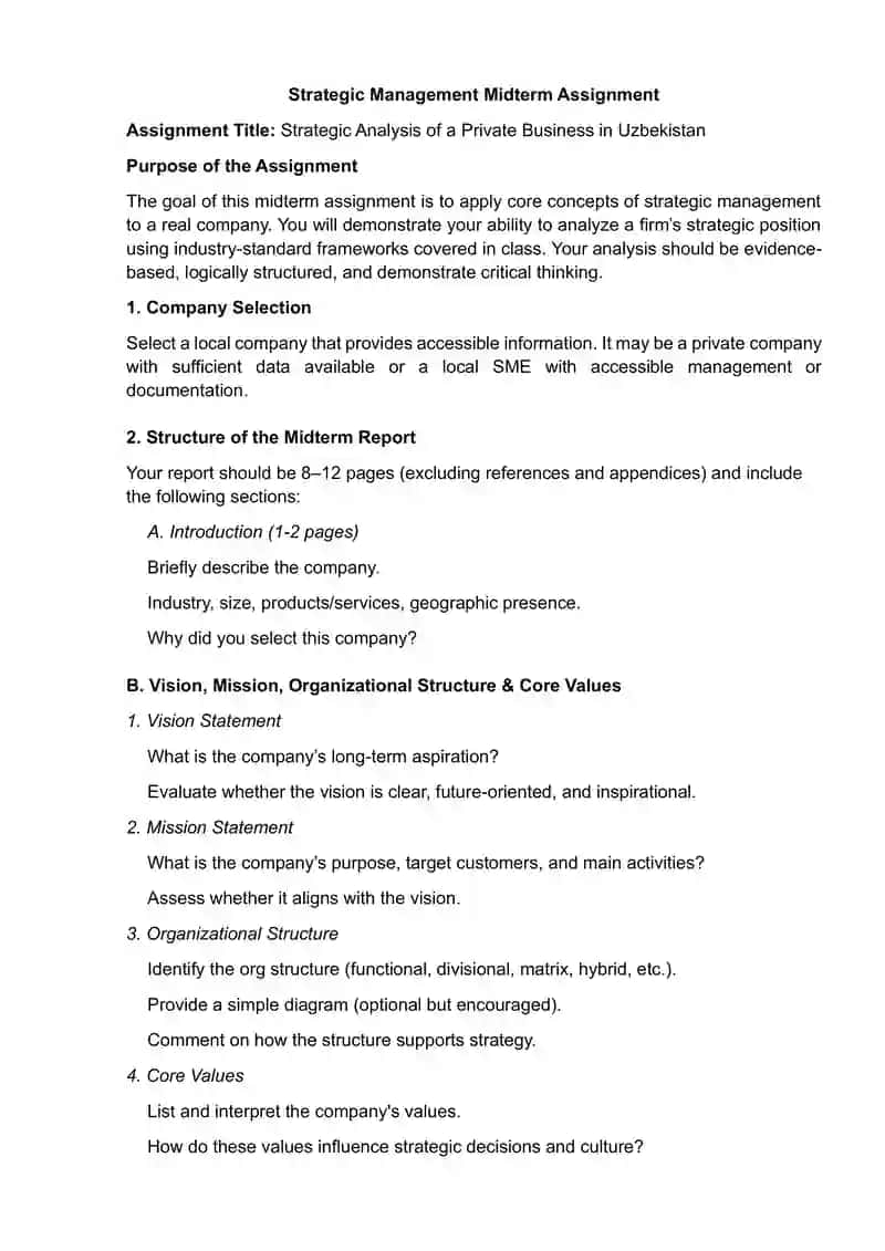 Strategic Management Midterm Assignment