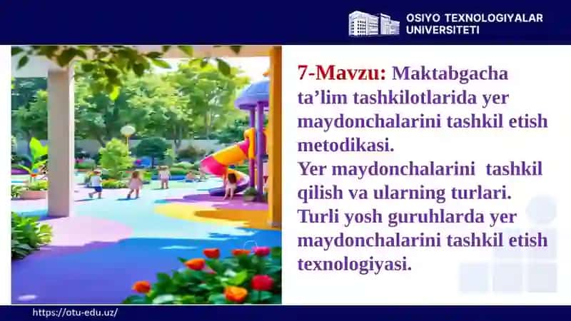 Mаktаbgаchа tа’lim tаshkilotlаridа yer mаydonchаlаrini tаshkil etish metodikаsi