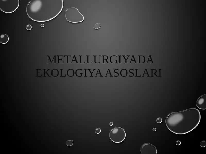 Metallurgiyada ekologiya asoslari