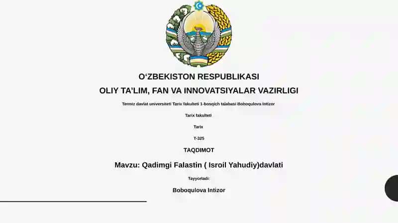 Qadimgi Falastin ( Isroil Yahudiy)davlati