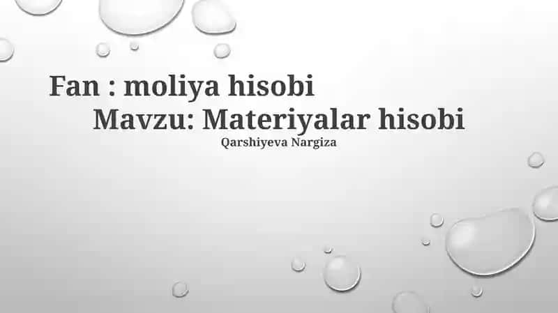 Materiallarni Hisobga Olishning Moliyaviy Aspektlari