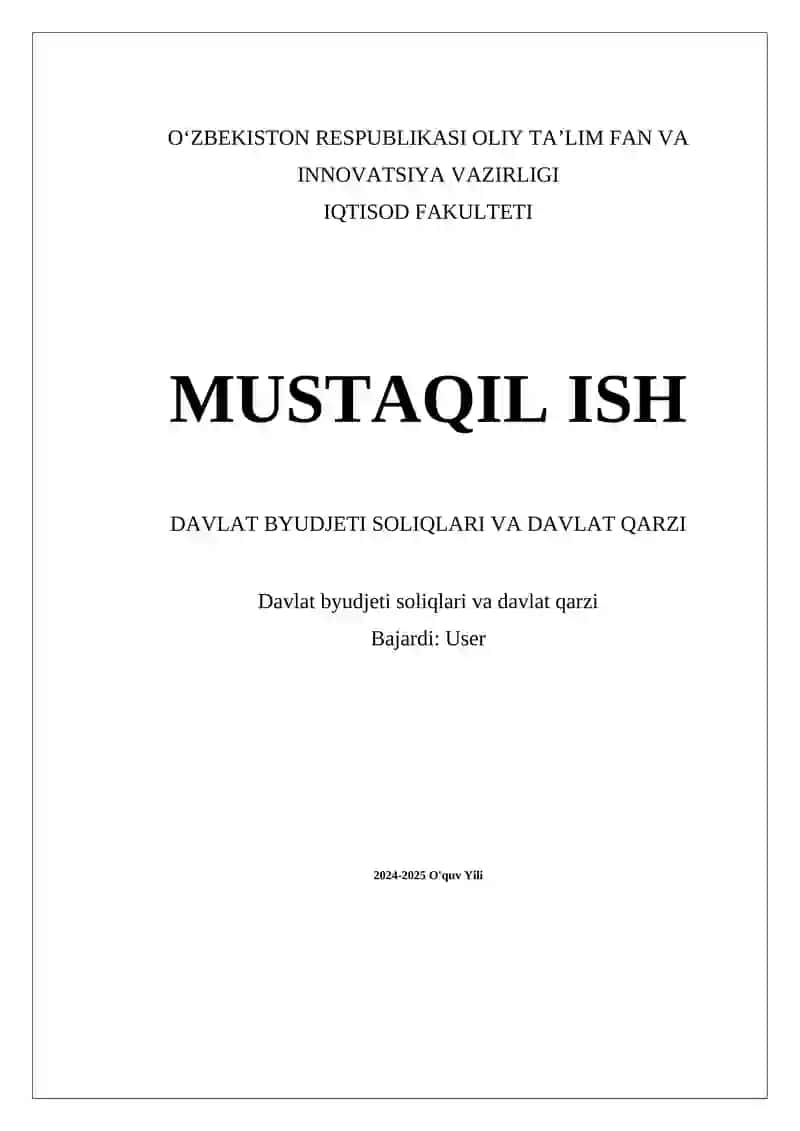 Davlat byudjeti soliqlari va davlat qarzi