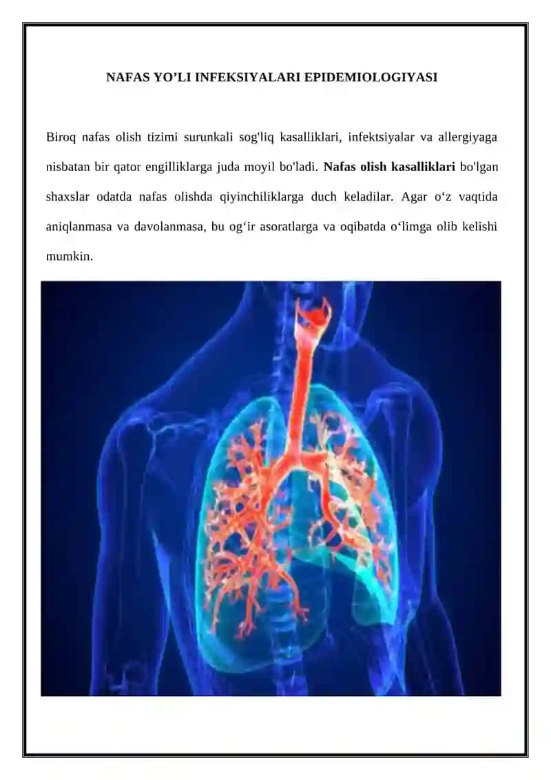 NAFAS YO’LI INFEKSIYALARI EPIDEMIOLOGIYASI