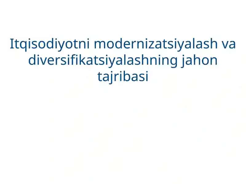 Itqisodiyotni modernizatsiyalash va diversifikatsiyalashning jahon tajribasi