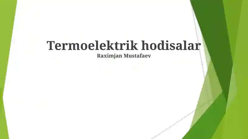 Termoelektrik hodisalar