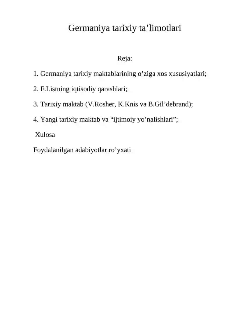 Germaniya tarixiy ta’limotlari