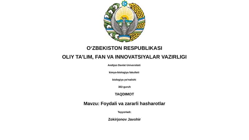 Foydali va zararli hasharotlar