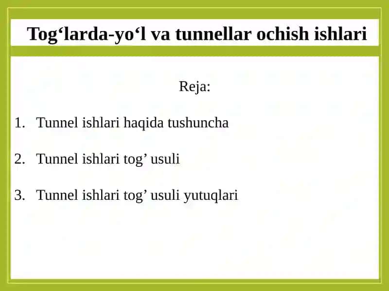 Tunnel ishlari