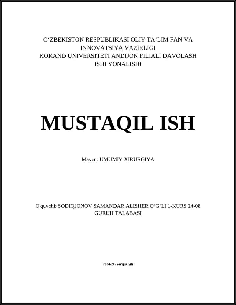 UMUMIY XIRURGIYA