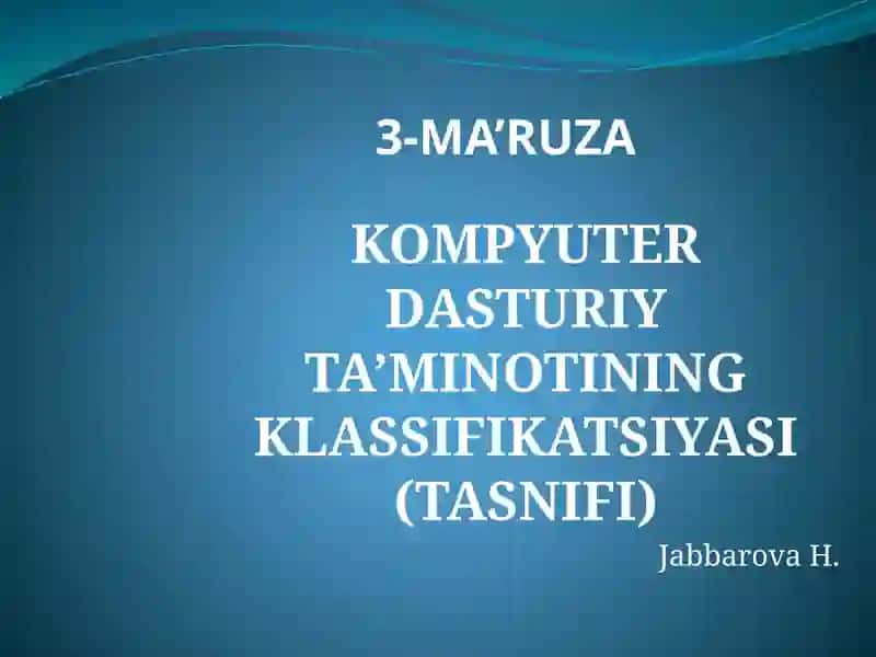 KOMPYUTER DASTURIY TA’MINOTINING KLASSIFIKATSIYASI (TASNIFI)