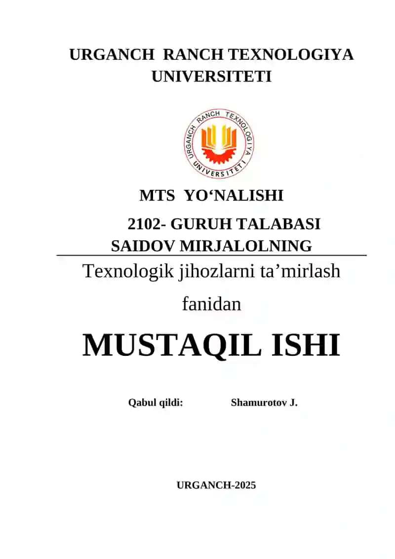 Metall kesish dastgohlarini ta`mirlashda slesarlik ishlari