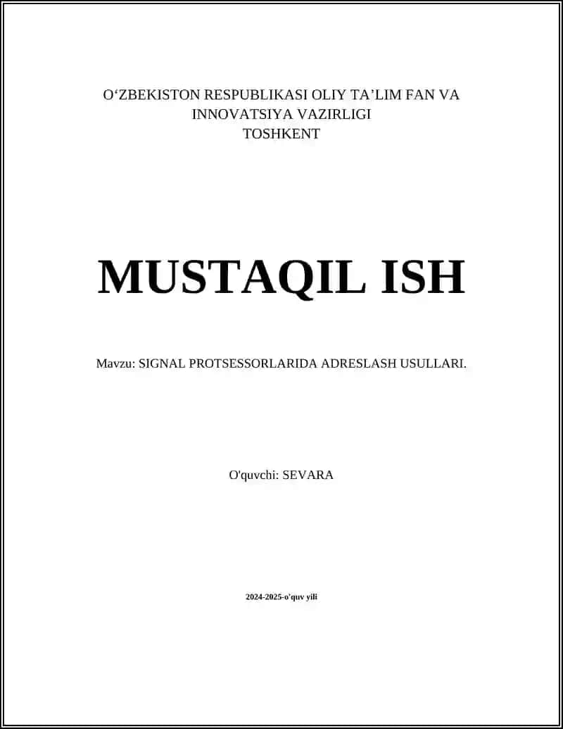 SIGNAL PROTSESSORLARIDA ADRESLASH USULLARI
