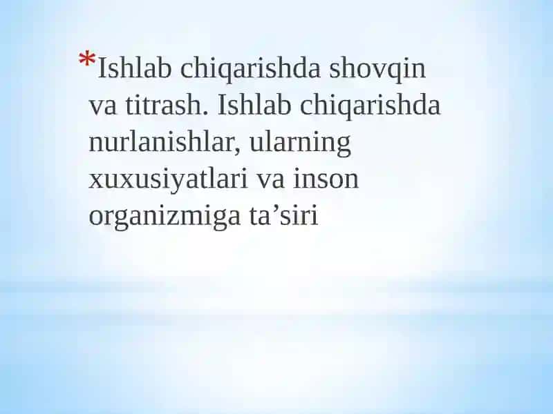 Ishlabchiqarishdashovqinvatitrash