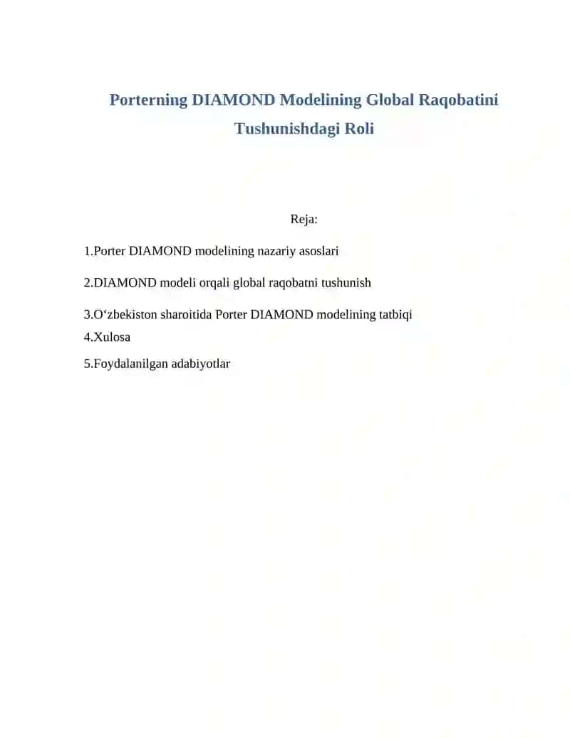 Porterning DIAMOND Modeli