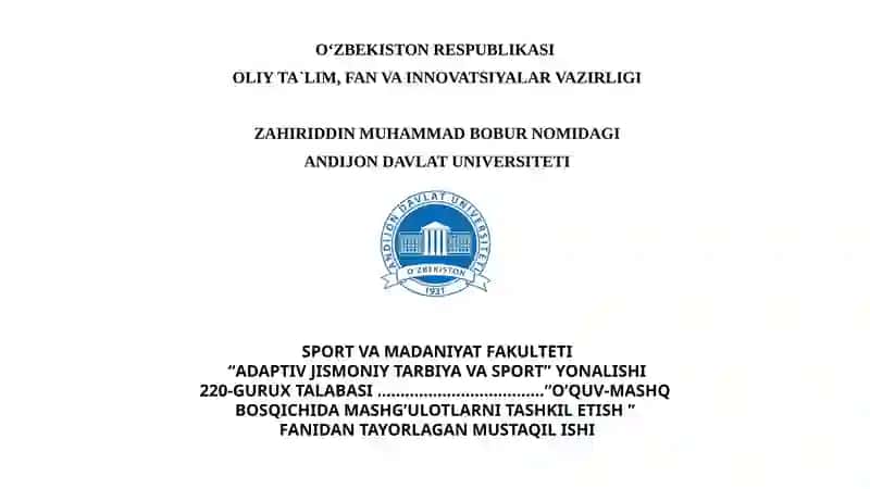 Jismoniy Imkoniyati Cheklangan Sportchilarga Mushaklar uchun Mashqlar Yuklamasini shakllantirish