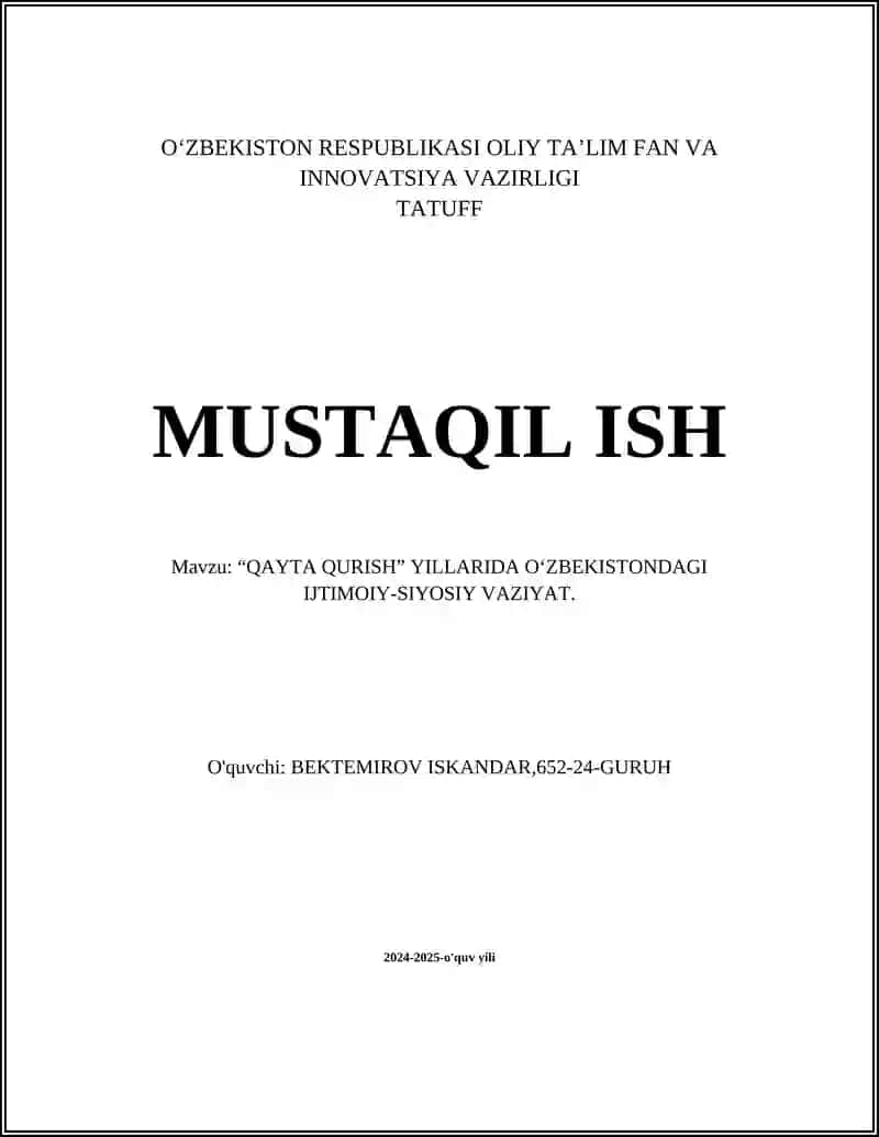 Qayta Qurishning Maqsadlari