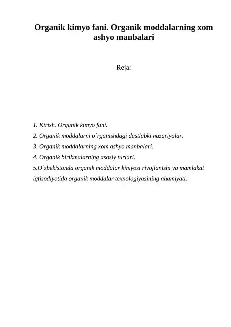 Organik kimyo fani