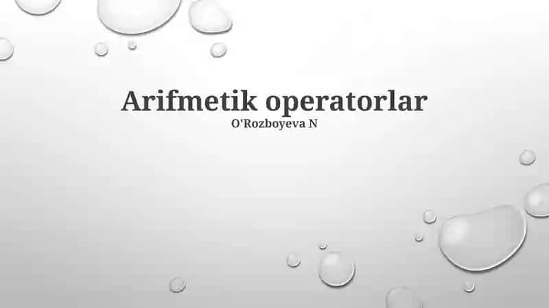 Arifmetik operatorlar