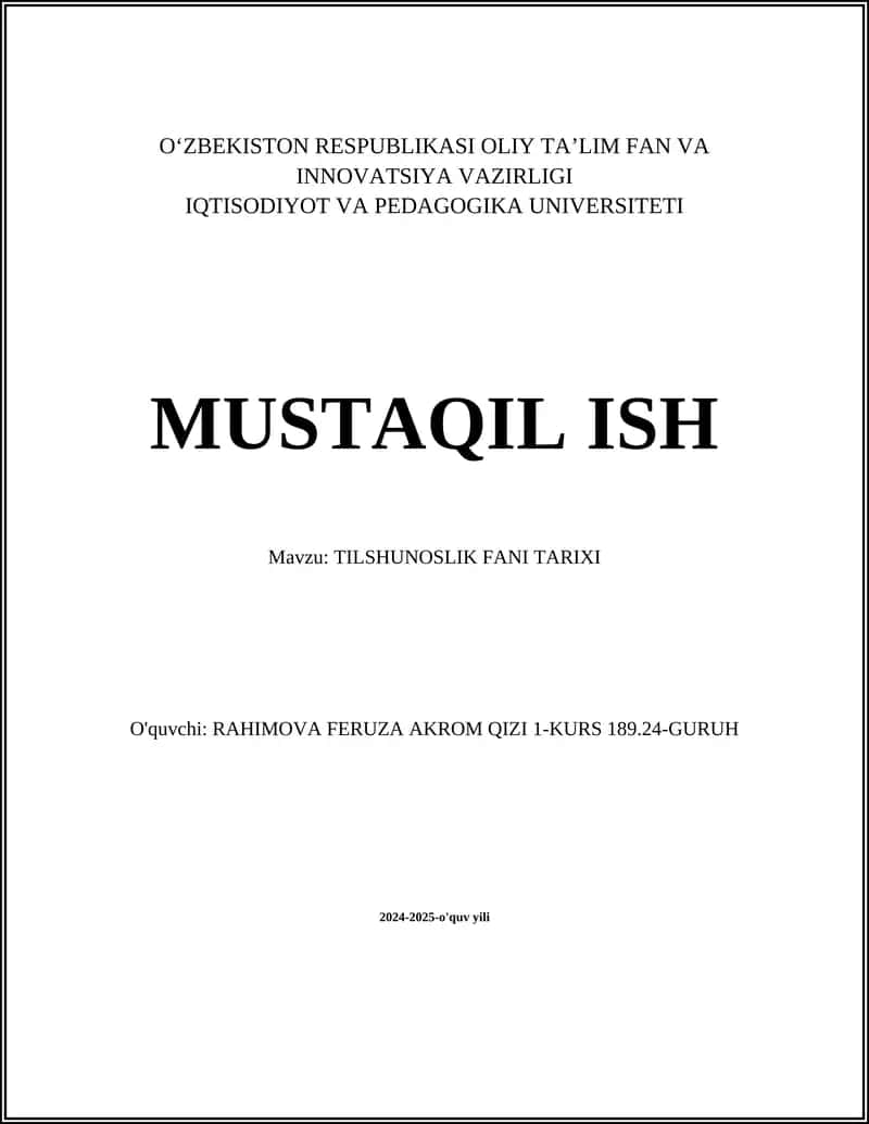 Tilshunoslik Fani Tarixi