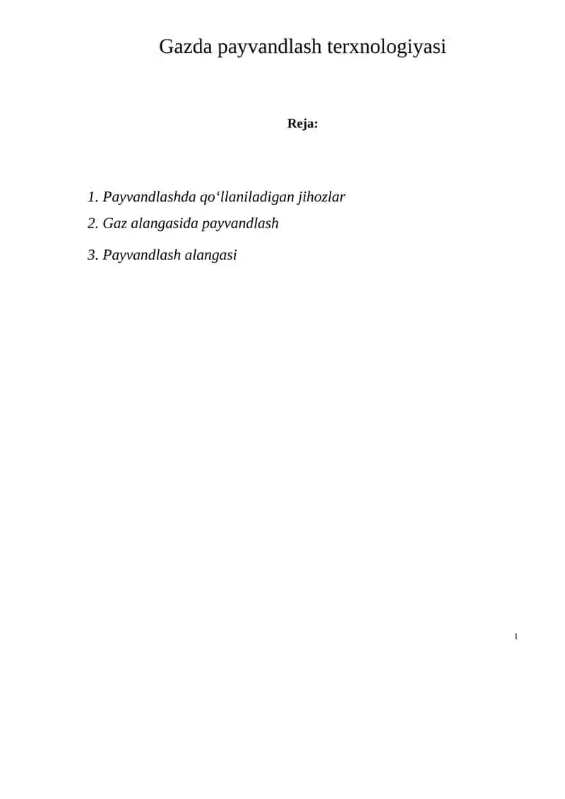 Gazda payvandlash terxnologiyasi