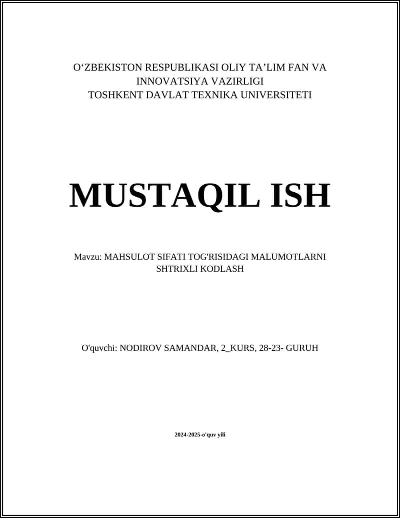 Shtrixli kodlash tizimlari asoslari