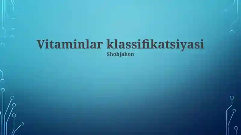 Vitaminlar klassifikatsiyasi