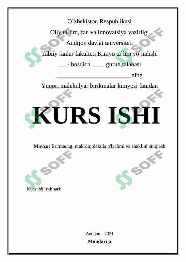 Eritmadagi maromolekula o'lchami va shaklini aniqlash