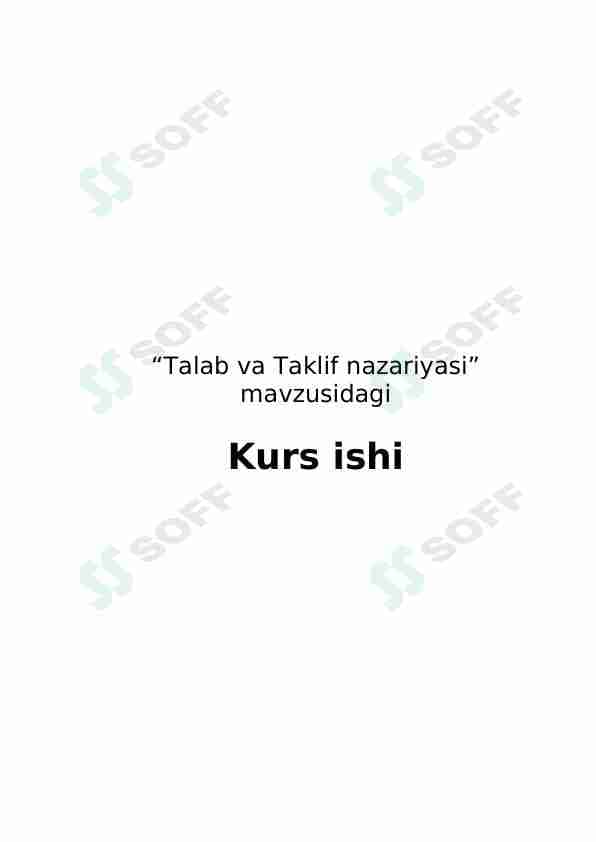 Talab va Taklif nazariyasi
