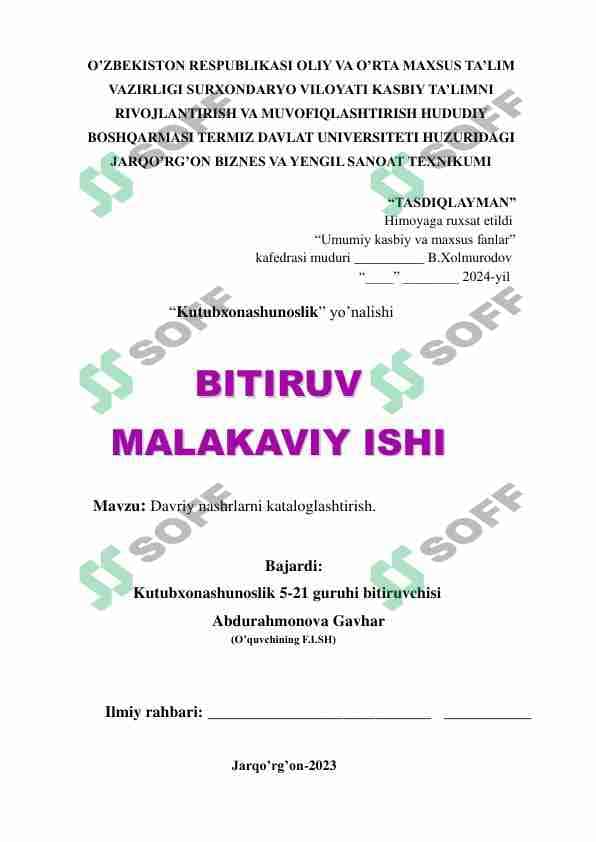 Davriy nashrlarni kataloglashtirish.