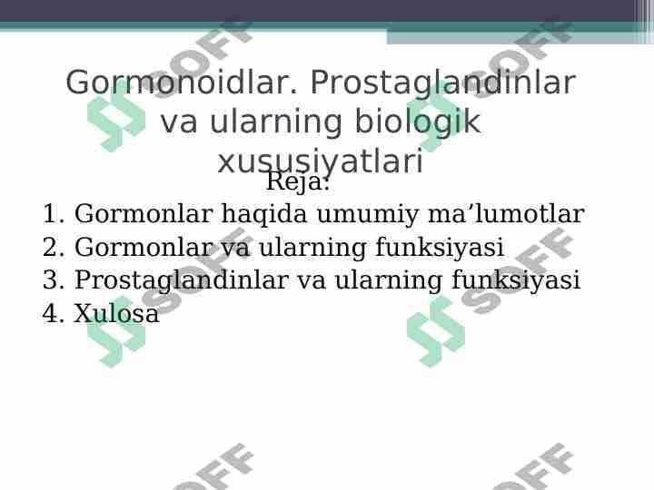 gormonoidlar. Prostaglandinlar