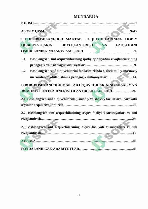 Boshlang’ich sinf o’quvchisining shaxsiy fazilatlari va xatti-harakatlarining xususiyatlari