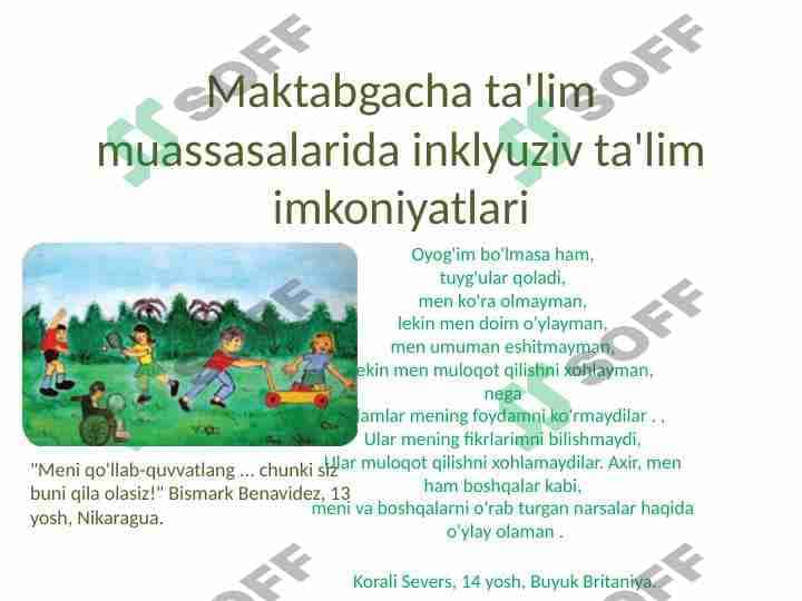 Maktabgacha ta'lim muassasalarida inklyuziv ta'lim imkoniyatlar
