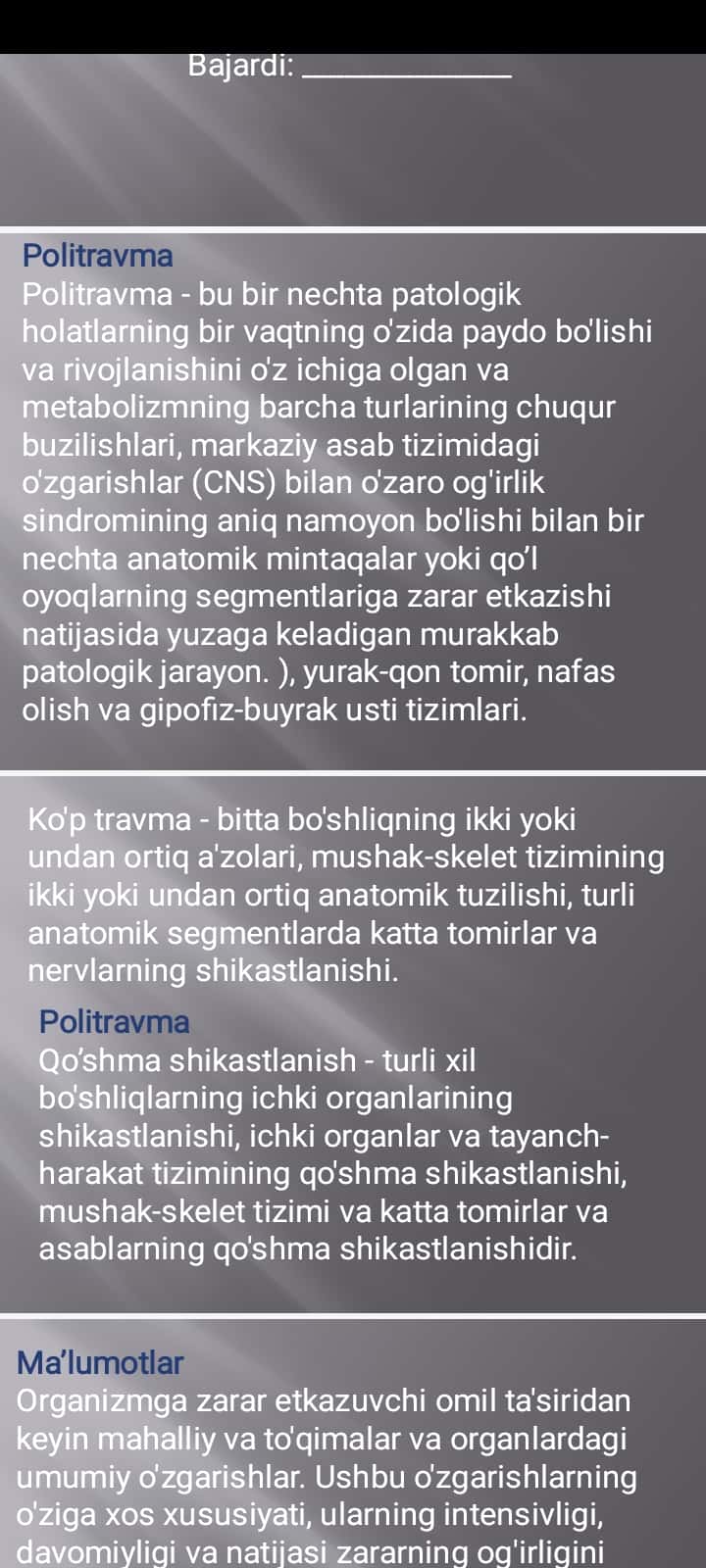 Qo‘shma jarohatlar.
