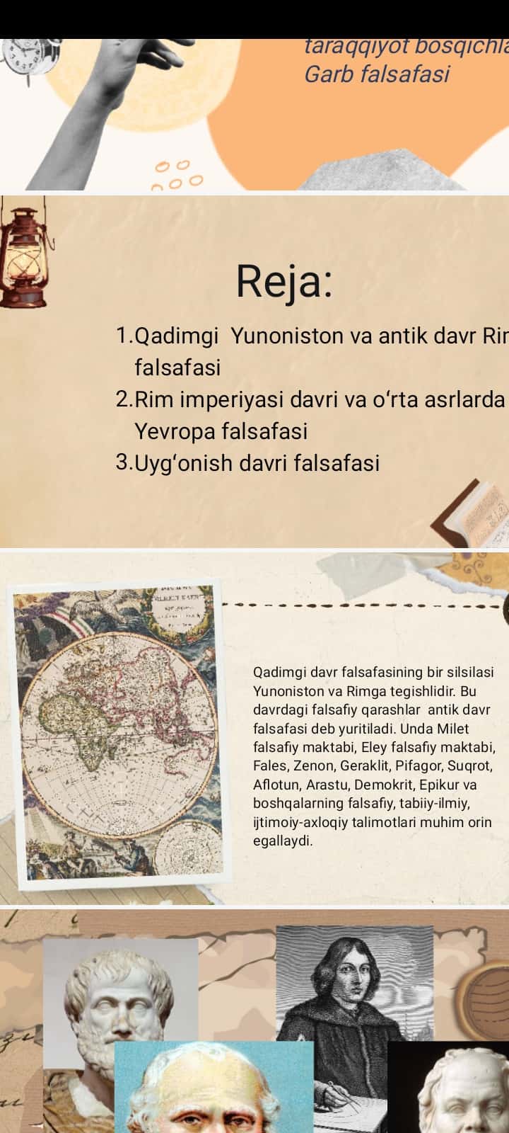 Falsafaning taraqqiyot bosqichlari