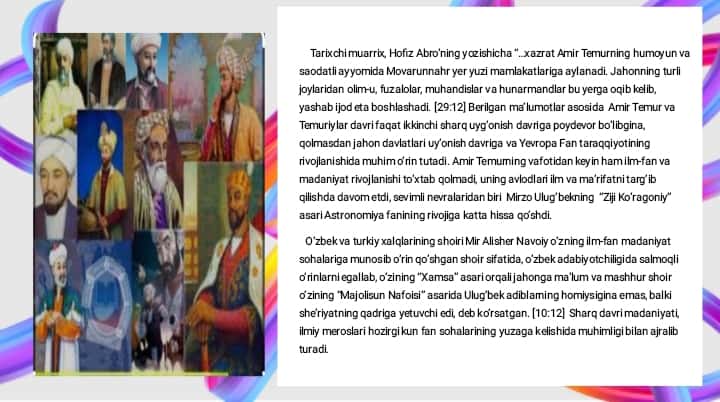 “Sharq uyg’onish davrida pedagogik fikr taraqqiyoti “al- Xorazimiy, al-Farobiy, Abu Rayhon Beruniy, Abu Ali ibn Sinoning ta’lim tarbiyaga oid qarashlari”