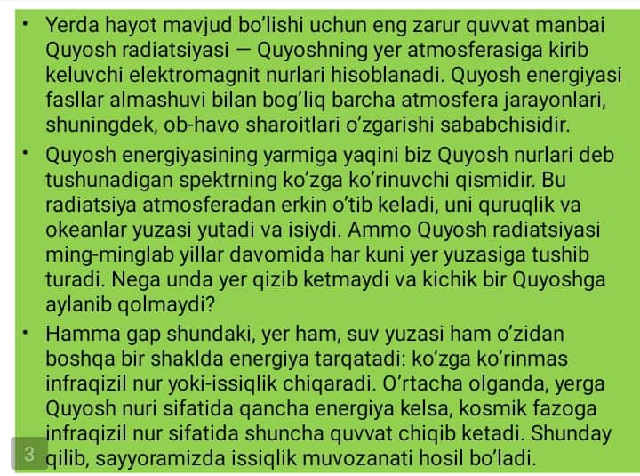 Atmosferadagi issiqlik muvozanati o’zgarishining sayyora iqlimiga ta’siri.parnik effekti.