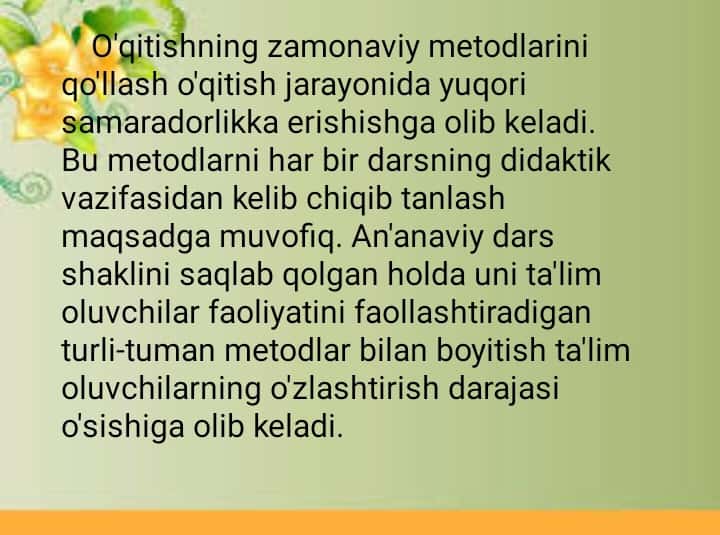 Mavzu: Boshlang‘ich sinf ona tili va o‘qish savodxonligi darslariga qo‘yiladigan talablar, innovatsion pedagogik texnologiyalar