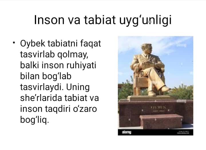 Oybek lirikasida tabiat va inson munosabatlari