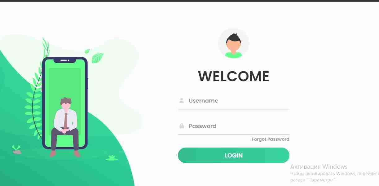 Kirish qismi uchun Login formasi shabloni.
