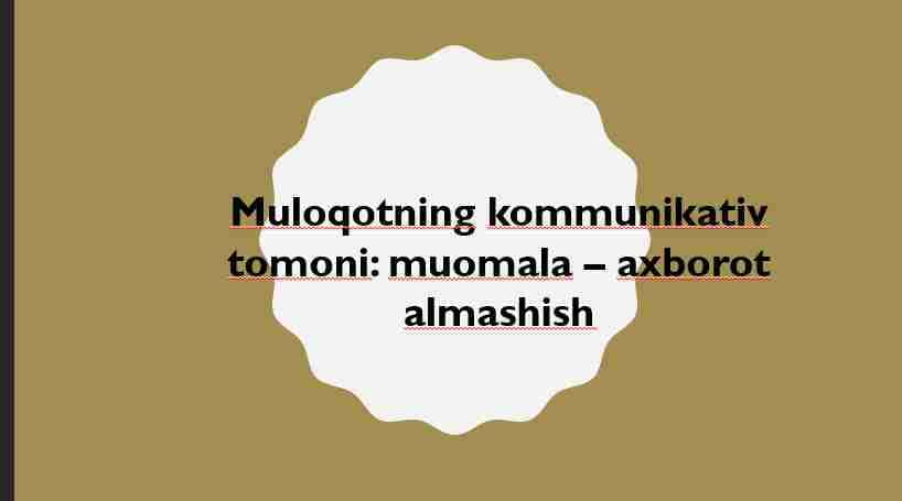 Muloqotning kommunikativ tomoni