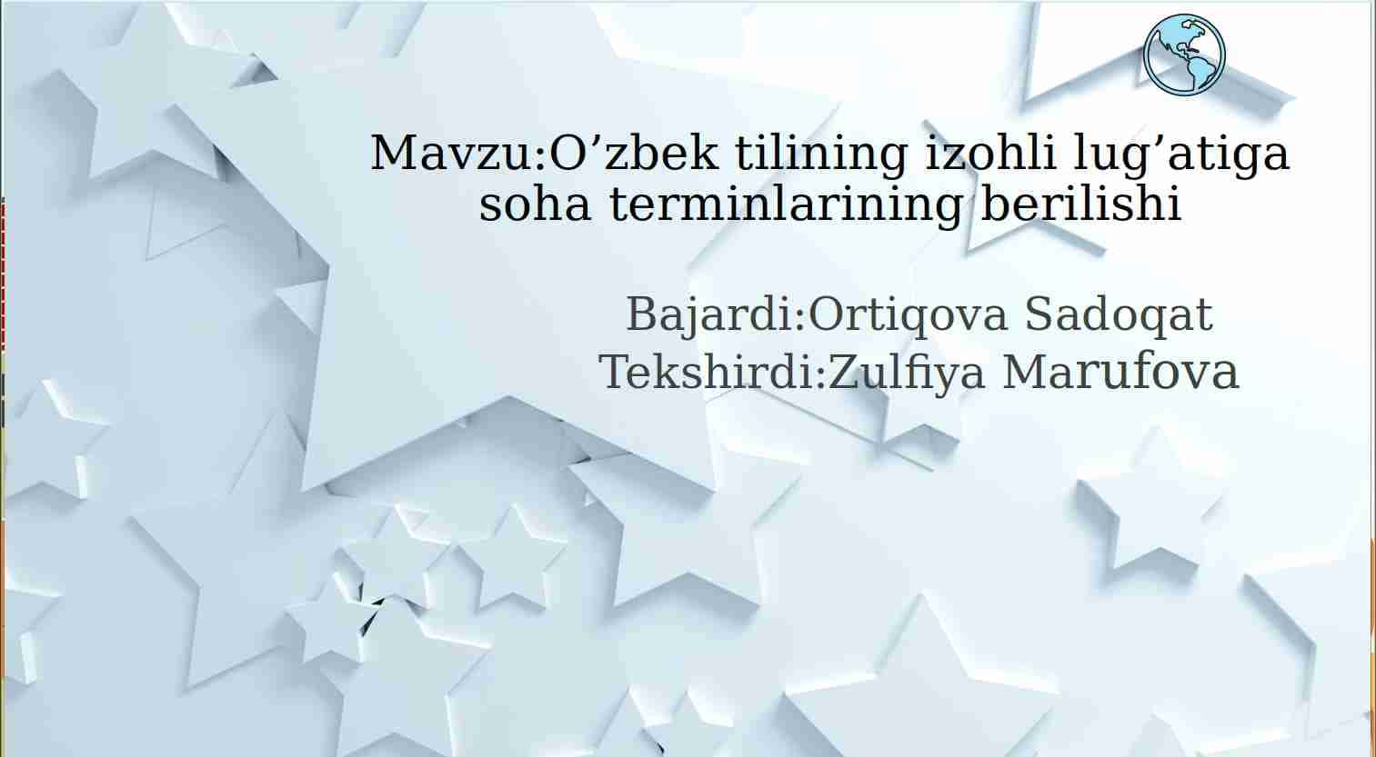 O’zbek tilining izohli lug’atiga soha terminlarining berilishi