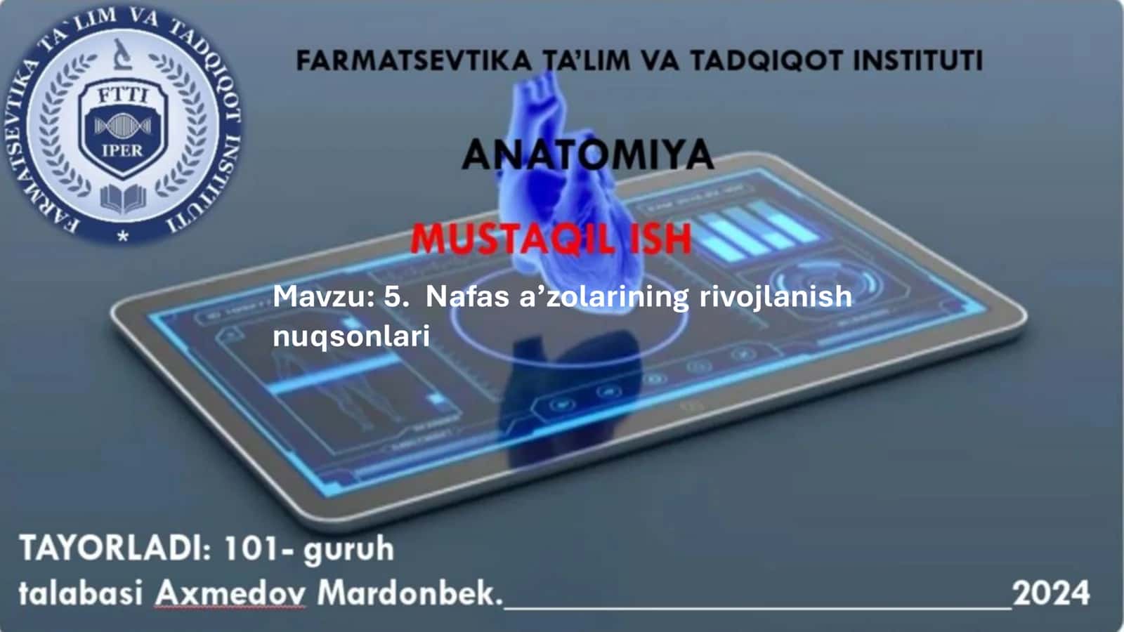 Nafas a’zolarining rivojlanishi