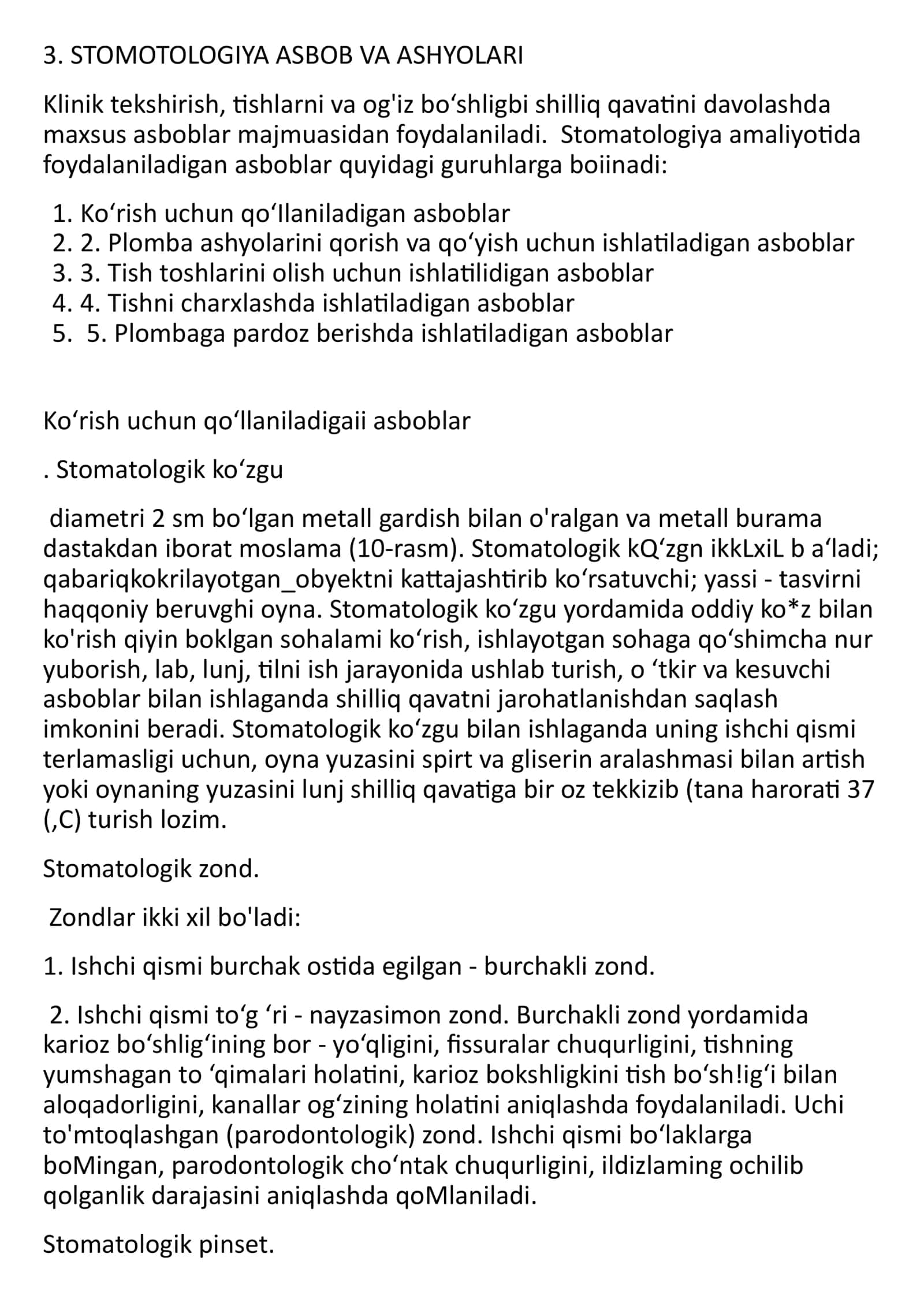 Stomatologik asboblar