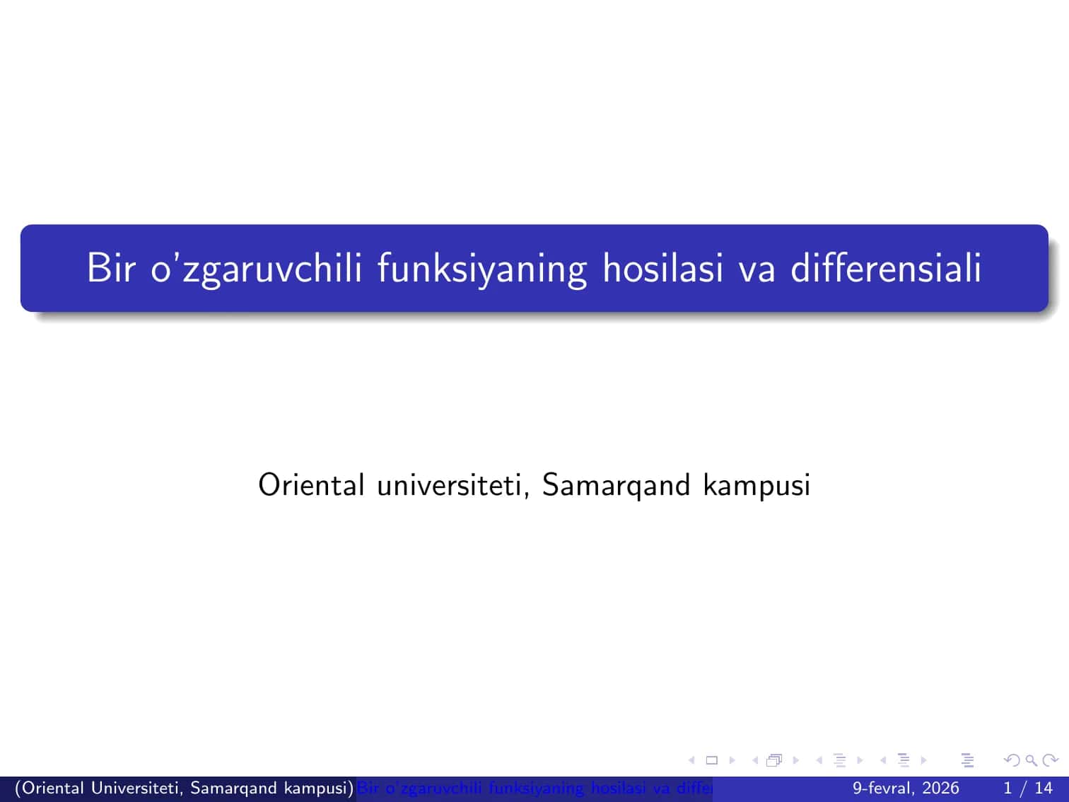 Bir o’zgaruvchili funksiyaning hosilasi va differensiali