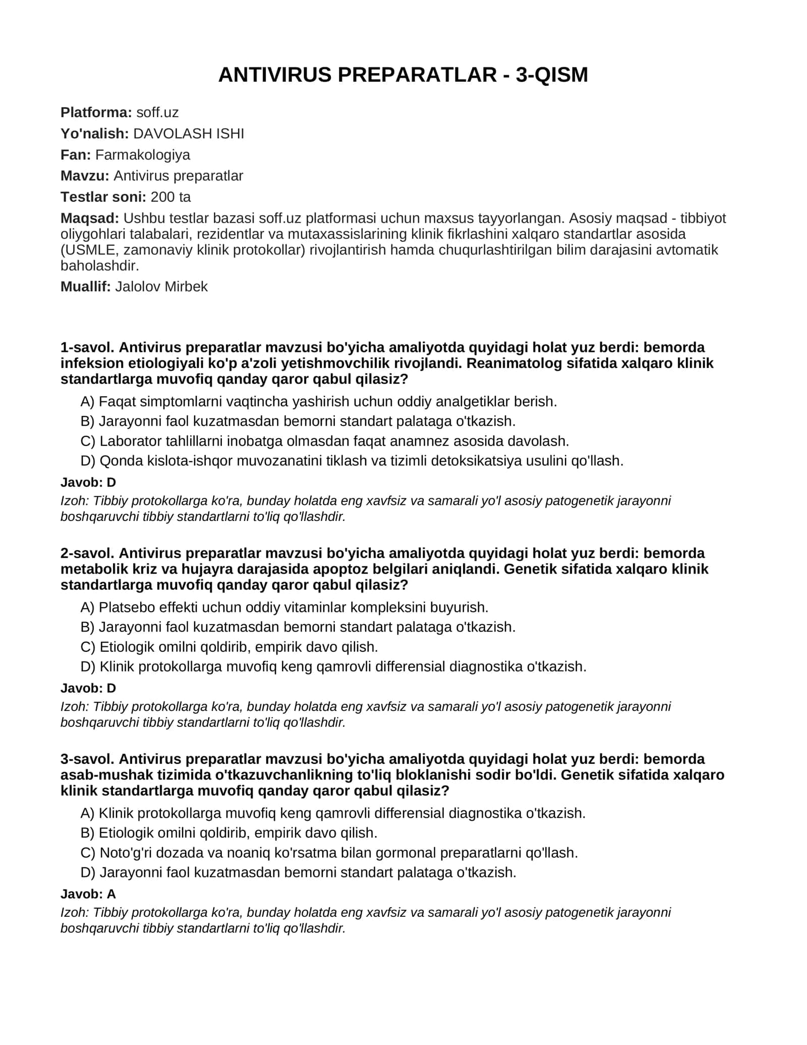 ANTIVIRUS PREPARATLAR - 3-QISM