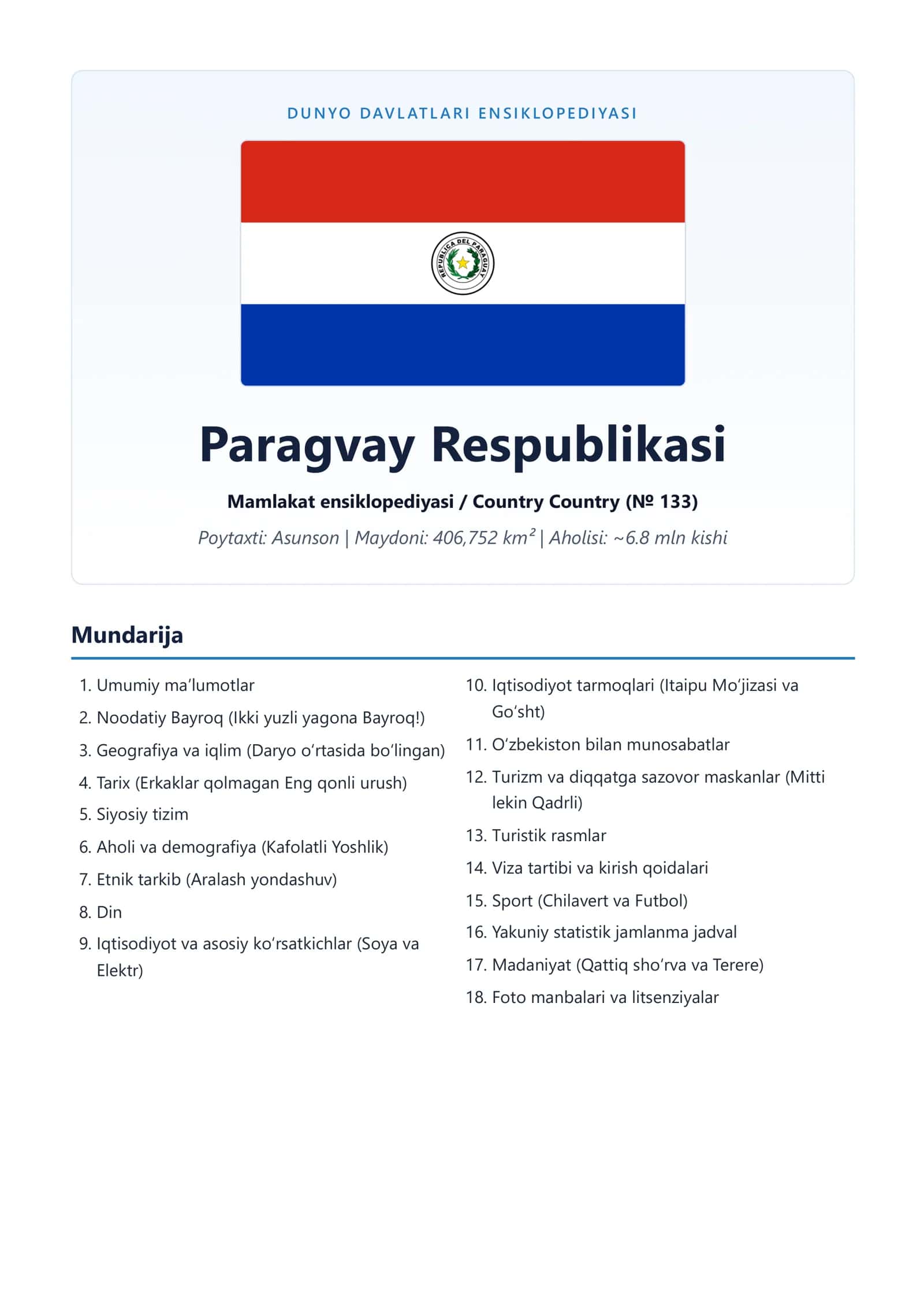 Mamlakat ensiklopediyasi / Country Country (№133)