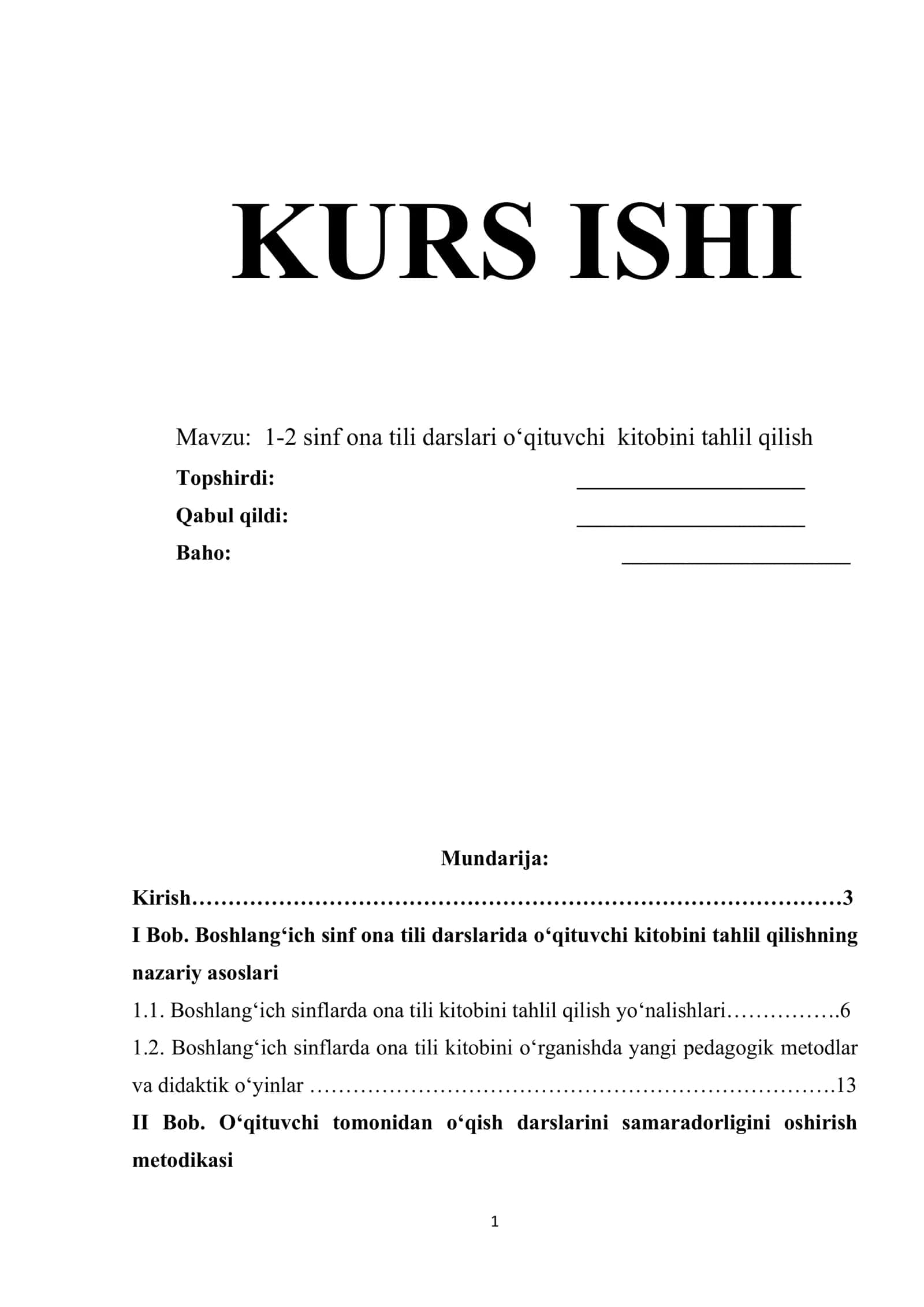 1-2 sinf ona tili darslari o‘qituvchi kitobini tahlil qilish