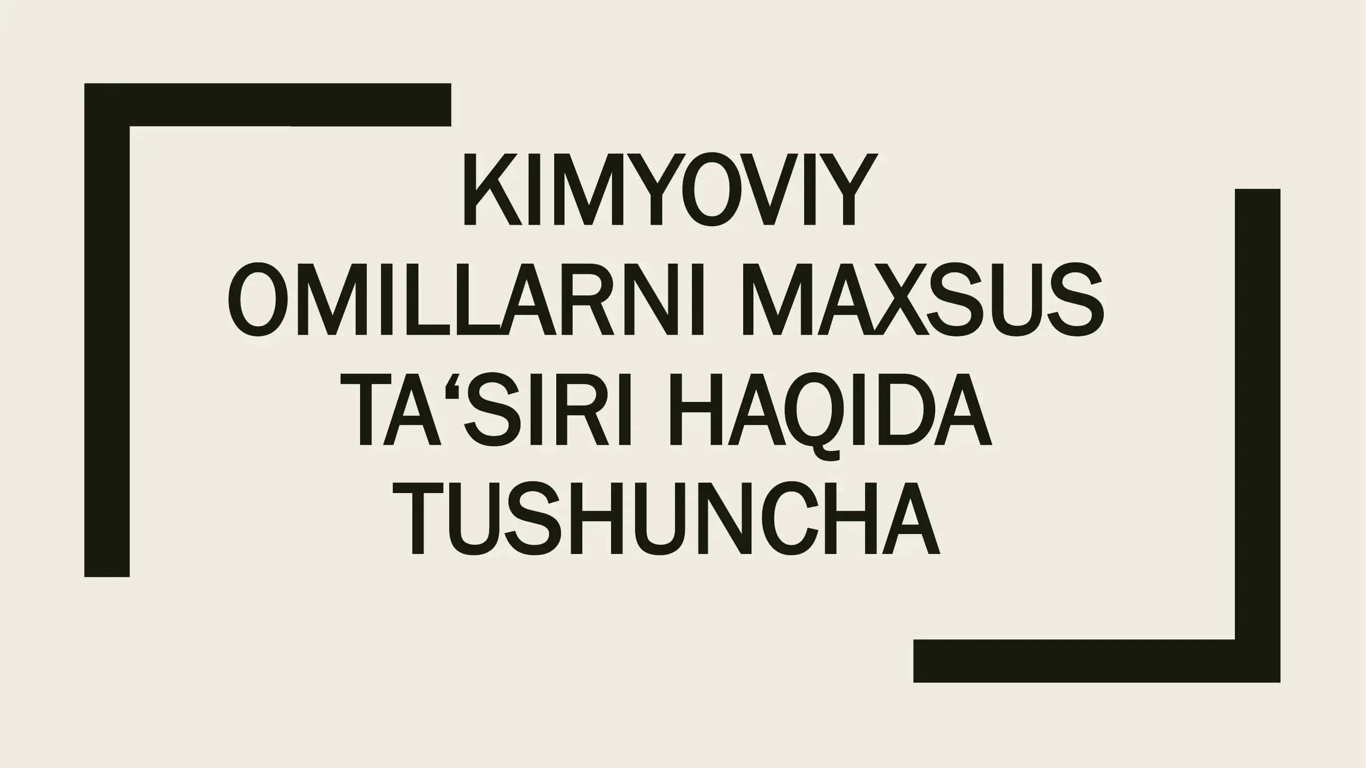 Kimyoviy omillarni maxsus ta'siri